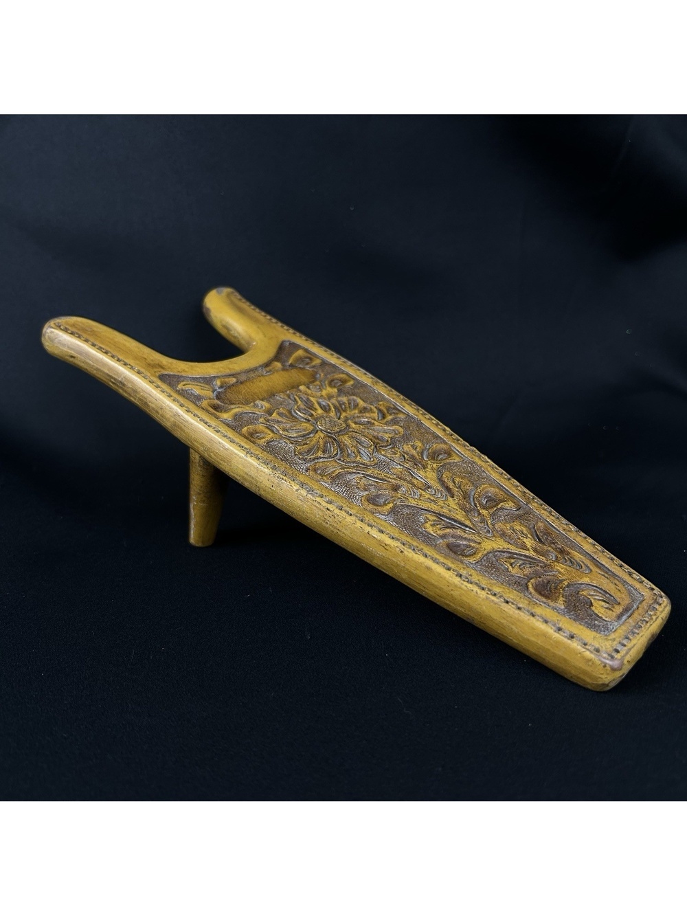 Vintage Boot Jack Western Floral Design Molded Resin 10"